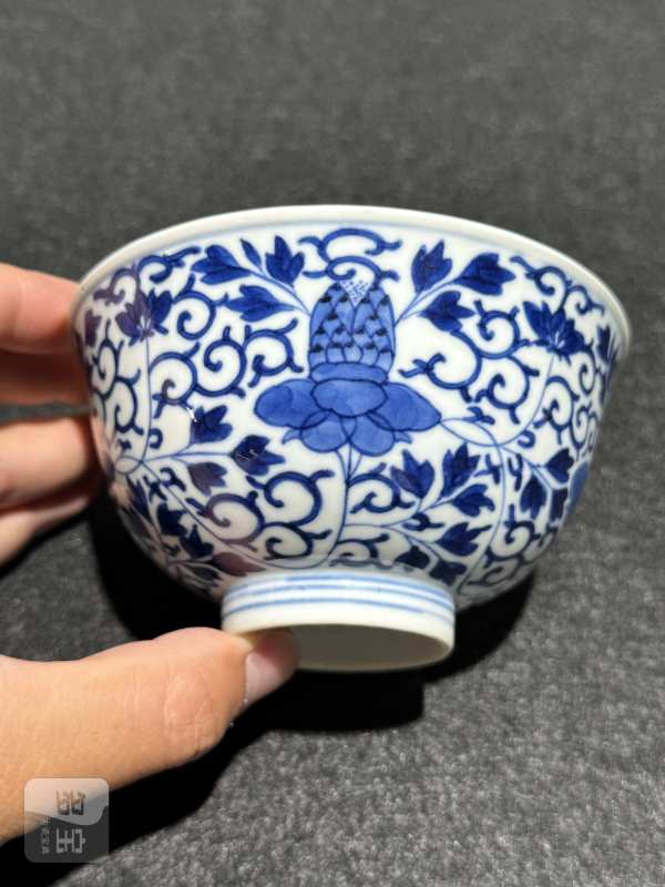 清光绪 青花花卉纹碗一对 - 图5